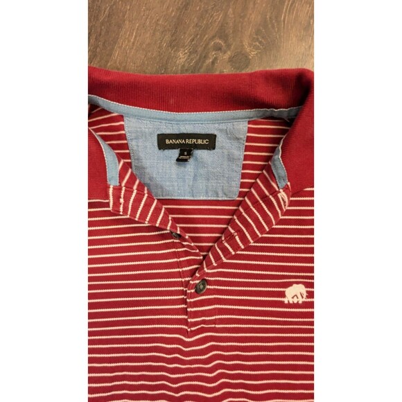 Banana Republic Polo Shirt Cotton Red White Short Sleeve Elephant Logo Small - Picture 3 of 3